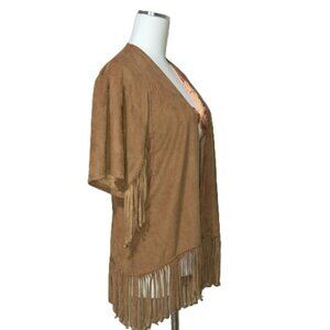 Hollister Tan Suede Fringe Open Front Jacket